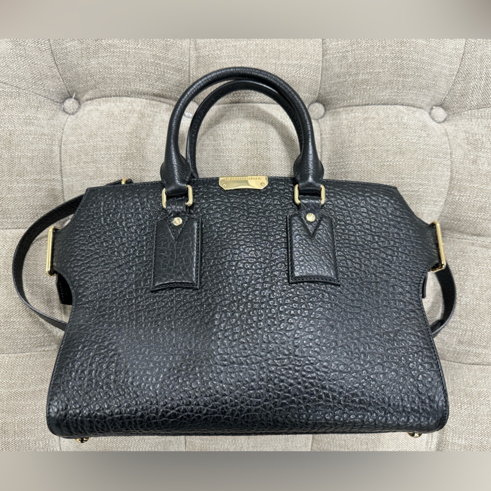 Burberry Black Grain Leather Medium Clifton Bag, pre owned